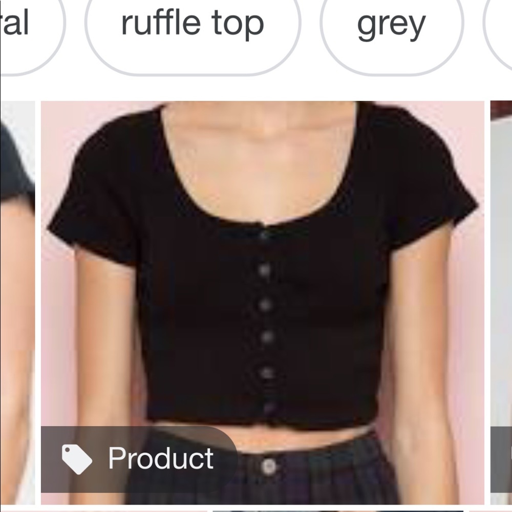 Black brandy button up cropped top